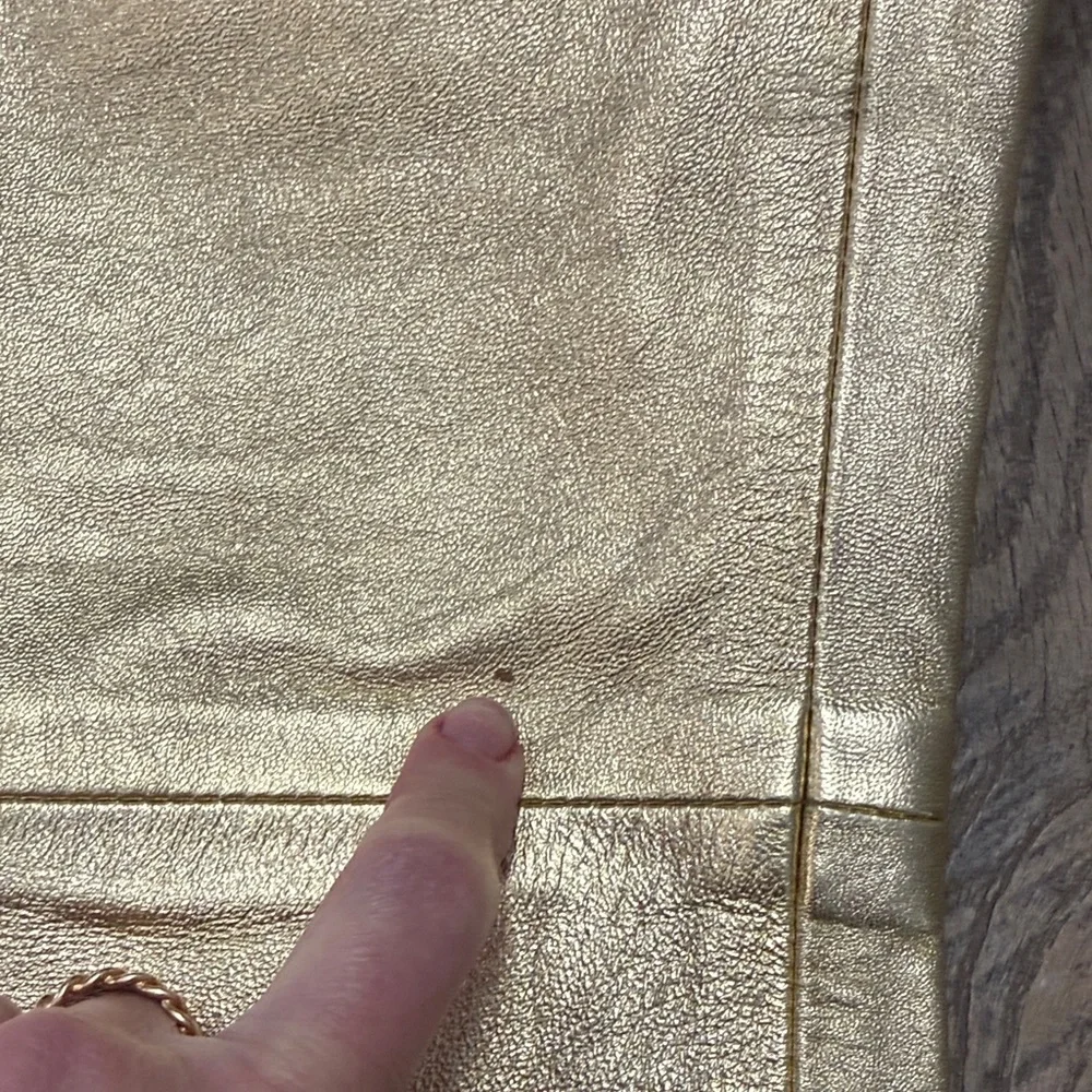 Lamb Leather Gold Flare Pants - Picture 12 of 13